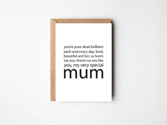Braw + Hem "Pure dead brilliant Mum" Greeting Card