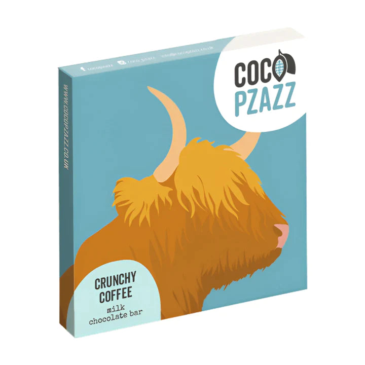 Coco Pzazz Highland Cow Crunchy Coffee Milk Chocolate Bar