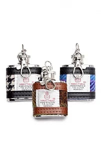 Glen Appin of Scotland 'wee fly dram' Harris Tweed Mini Hip Flask Keyring