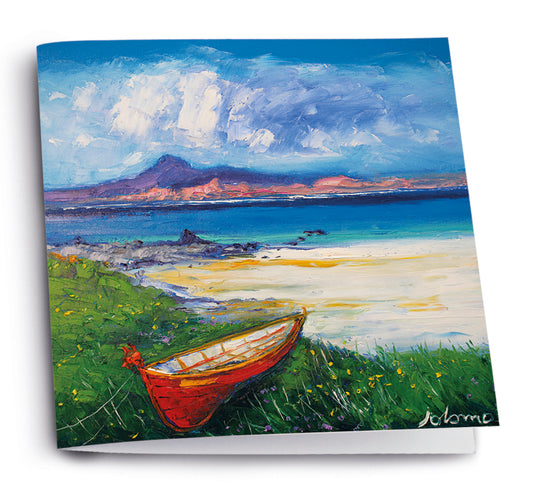 JOLOMO Greeting Card "Summer rain the red boat Isle of Iona"