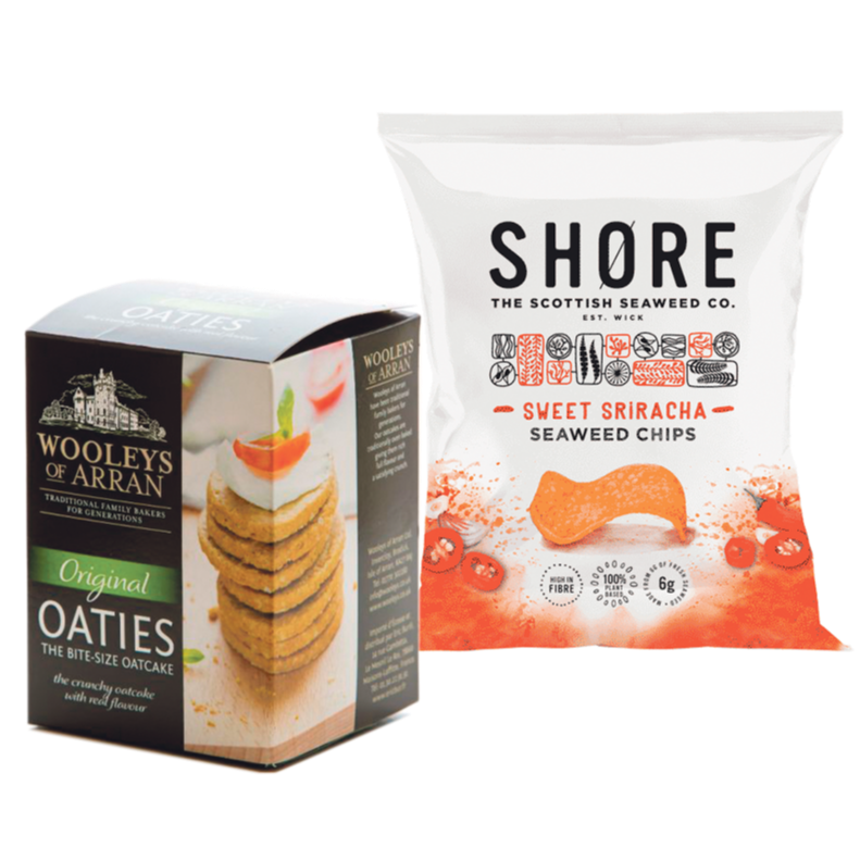 Snacks Offer! TWO Wooleys of Arran Oaties & TWO Shore Seaweed Crisps