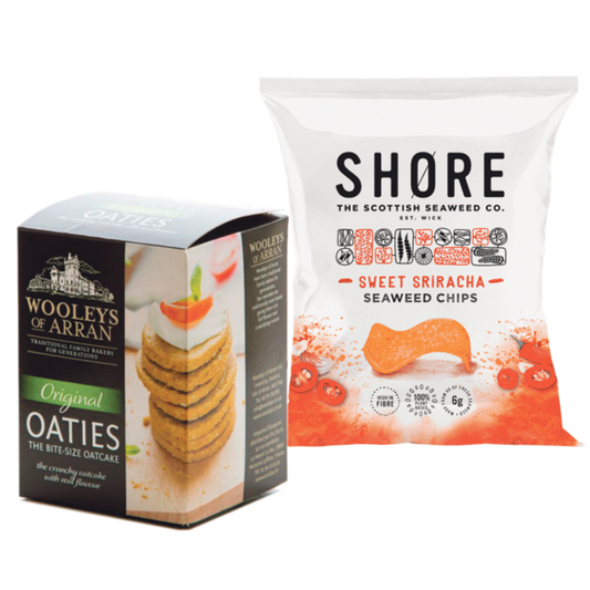Snacks Offer! TWO Wooleys of Arran Oaties & TWO Shore Seaweed Crisps