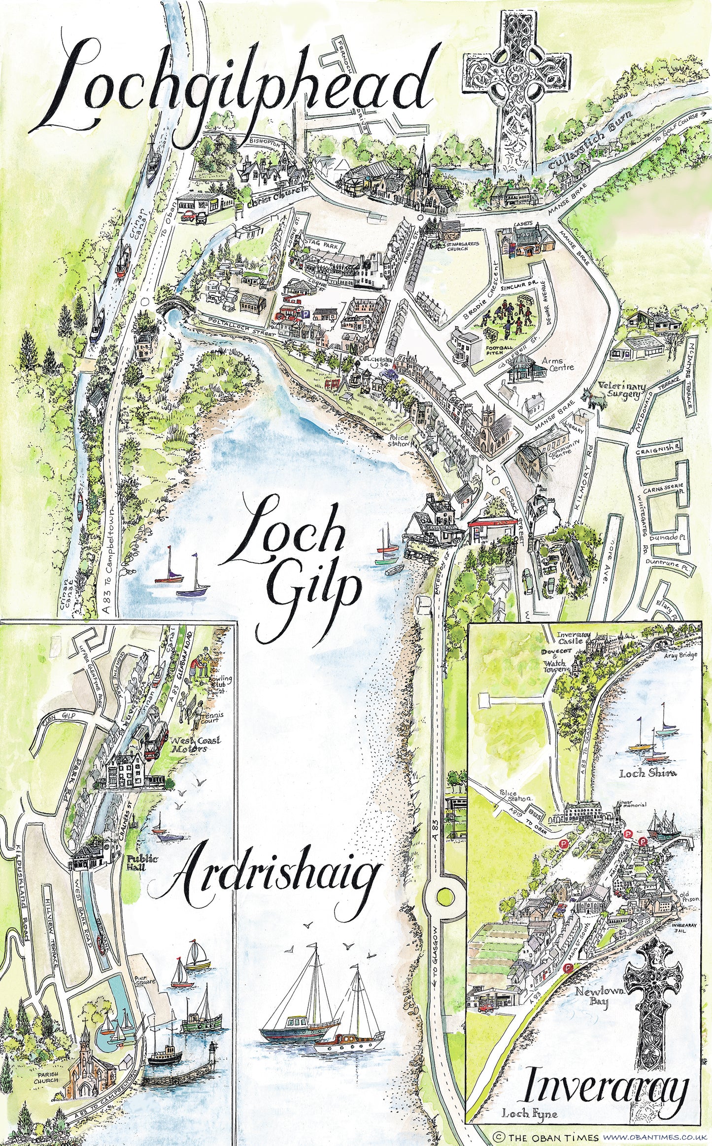 Lochgilphead Map Tea Towel