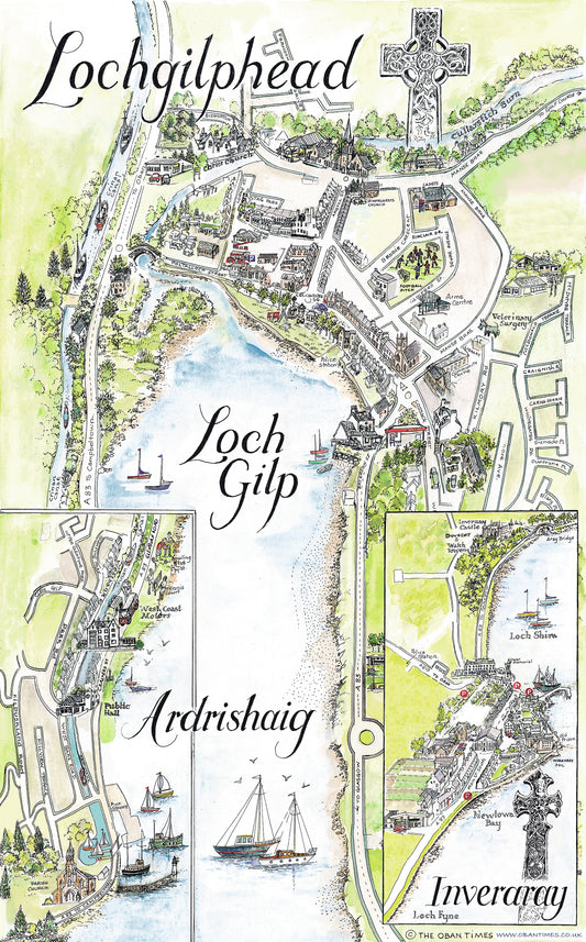 Lochgilphead Map Tea Towel