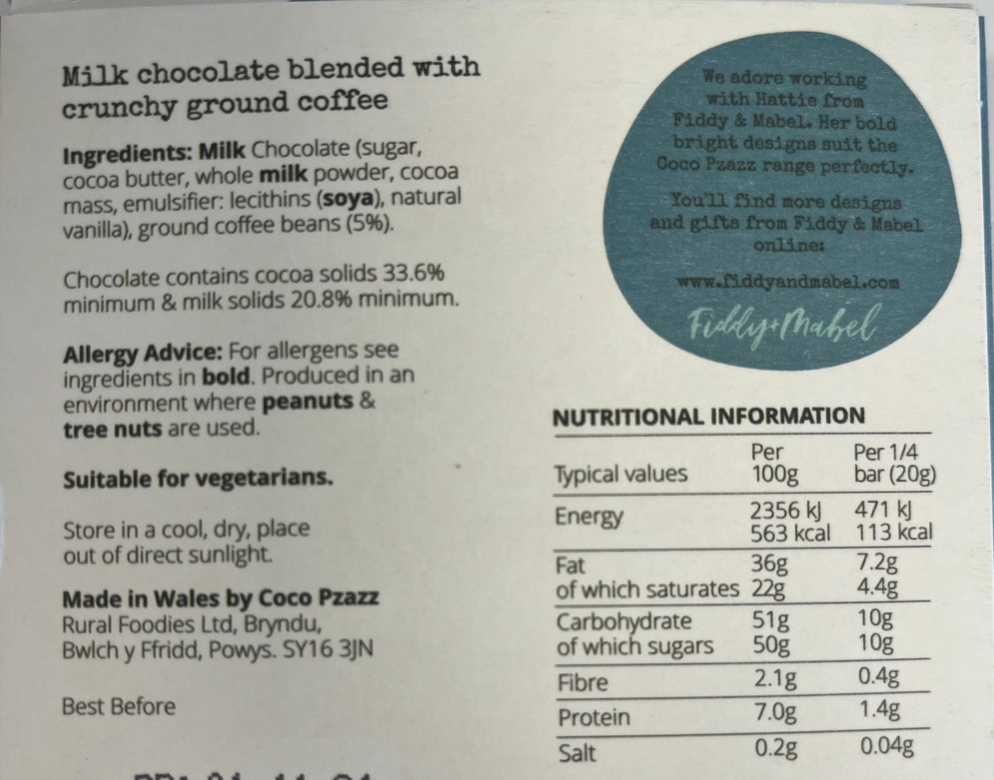 Coco Pzazz Highland Cow Crunchy Coffee Milk Chocolate Bar