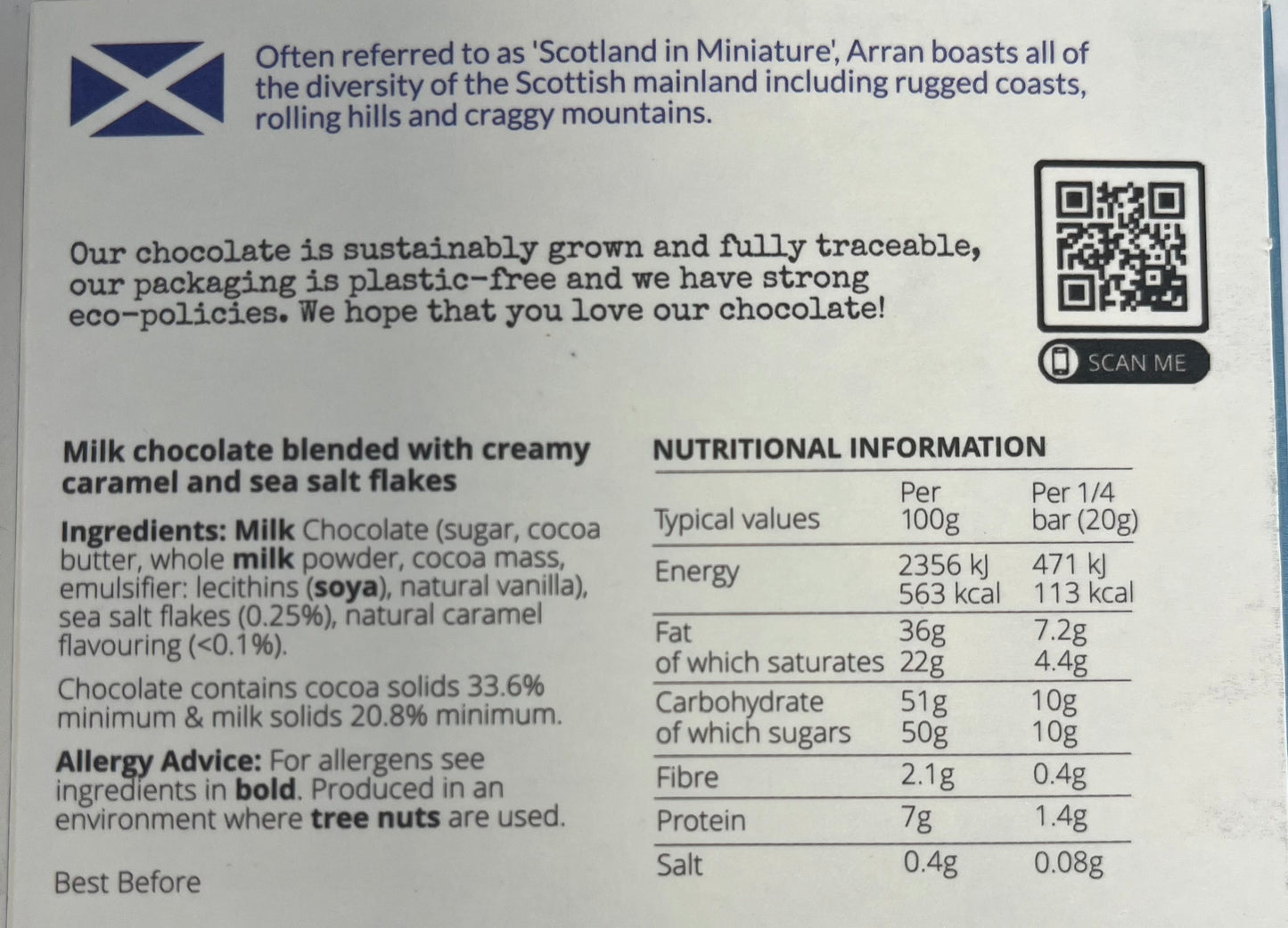 Coco Pzazz Majestic & Magical Scotland Salted Caramel Milk Chocolate Bar