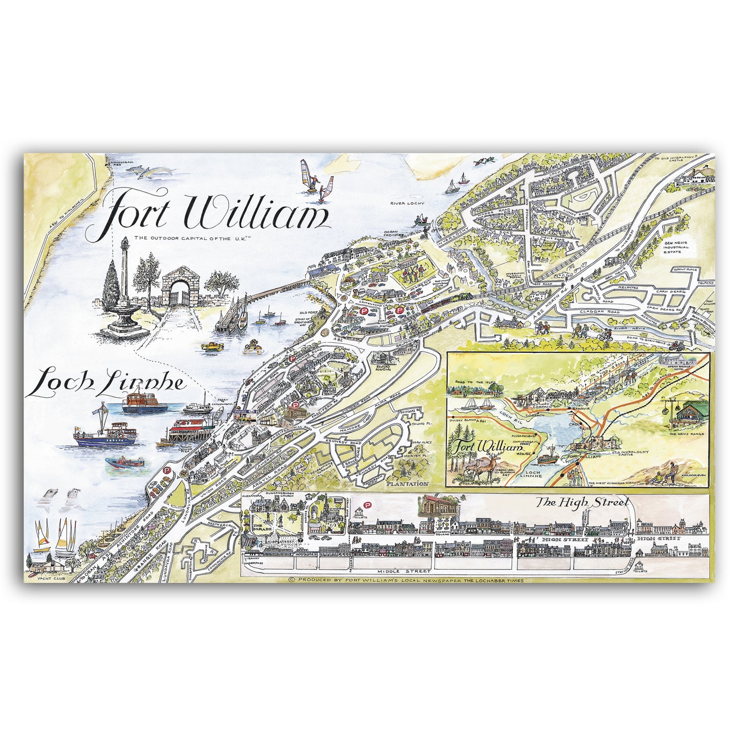 Fort William Map Tea Towel