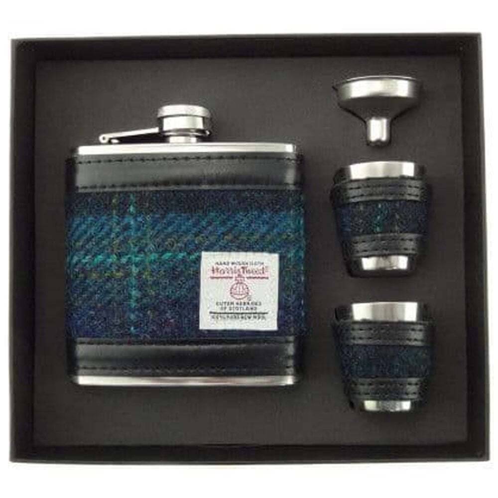 Glen Appin of Scotland Harris Tweed Hip Flask Set