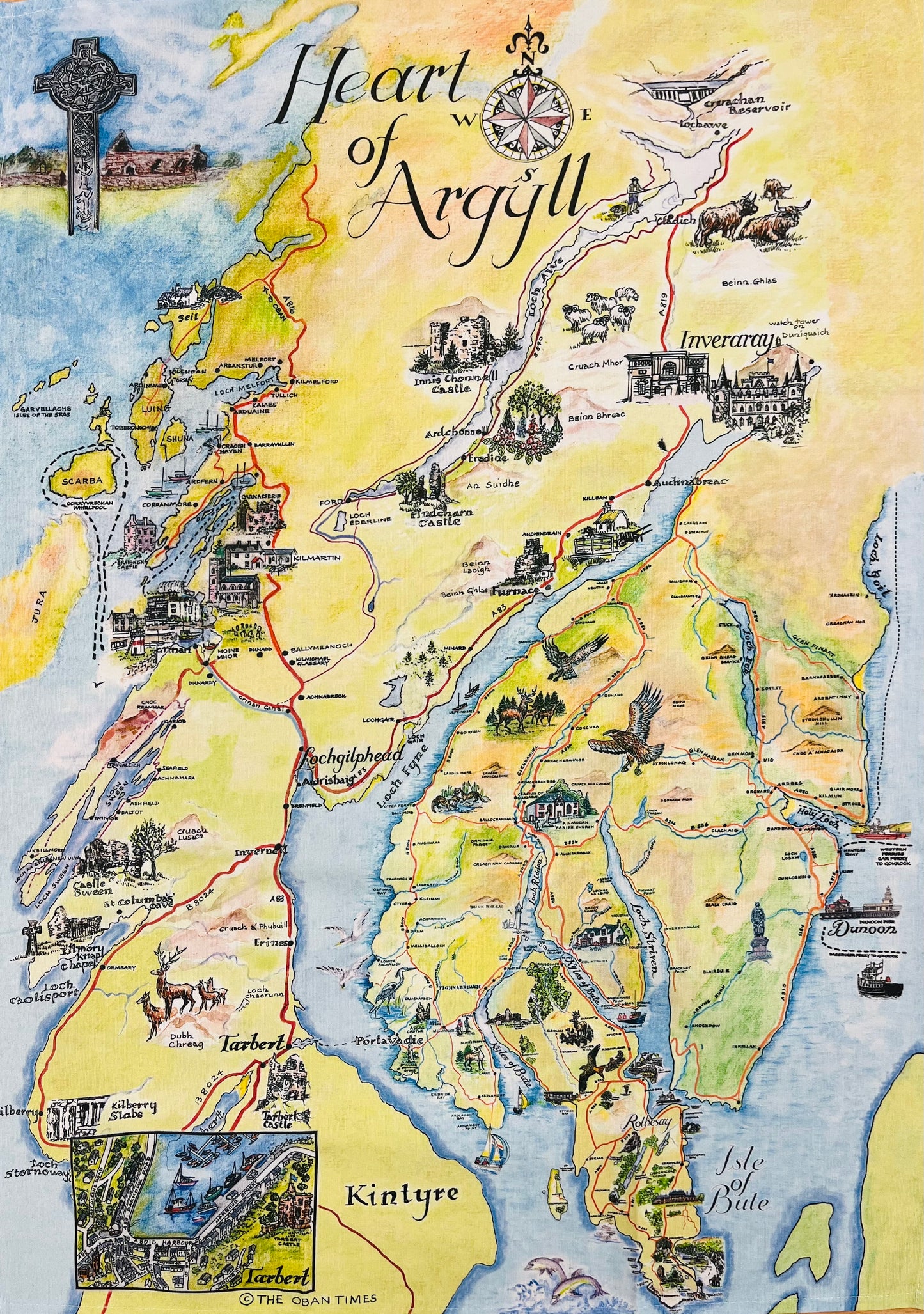 Heart of Argyll Map Tea Towel 2024 Edition