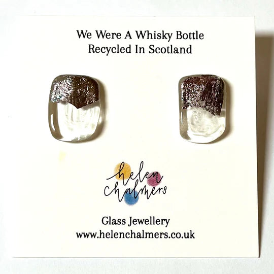 Helen Chalmers Clear and Palladium Panel Whisky Bottle Earrings