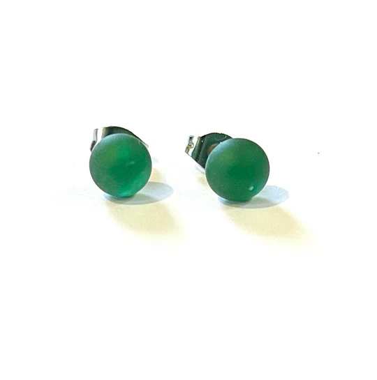 Helen Chalmers Green Frosted Whisky Bottle Studs