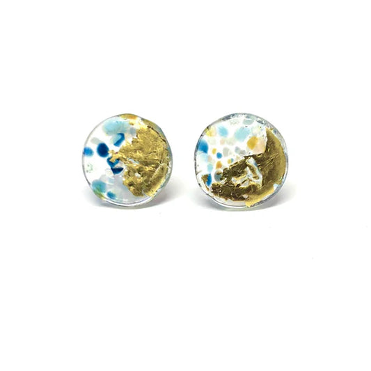 Helen Chalmers Gold Midi Studs - Beach Pebble