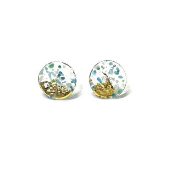 Helen Chalmers Gold Midi Studs - Seafoam