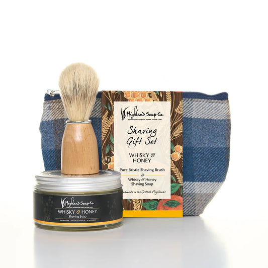 Highland Soap Co Whisky & Honey Wash Bag & Shaving Kit
