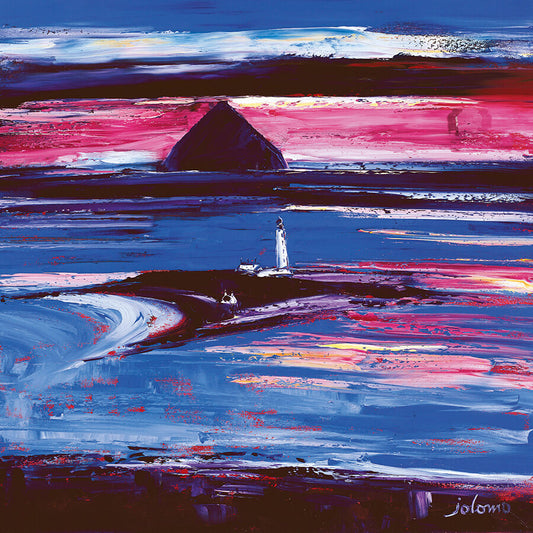 JOLOMO Greeting Card "Stormy Sunset, Pladda Light"