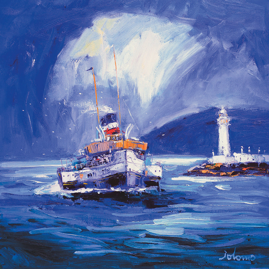 JOLOMO Greeting Card "The Waverley passing Lismore Lighthouse"