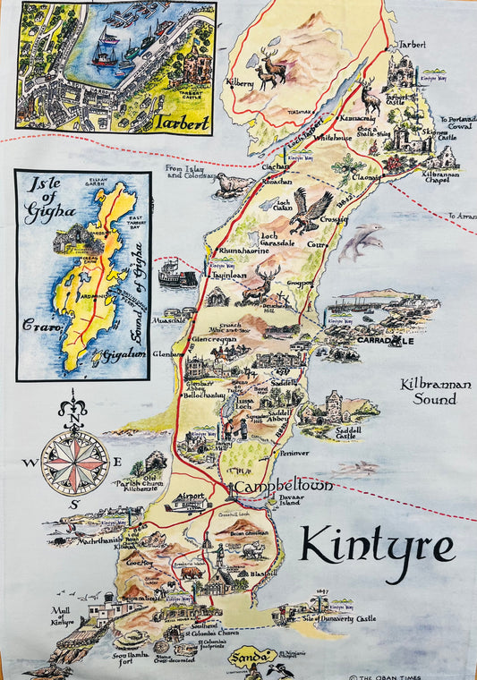 Kintyre Map Tea Towel 2024 Edition