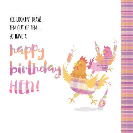 Pink Pig Cards - Happy Birthday Hen