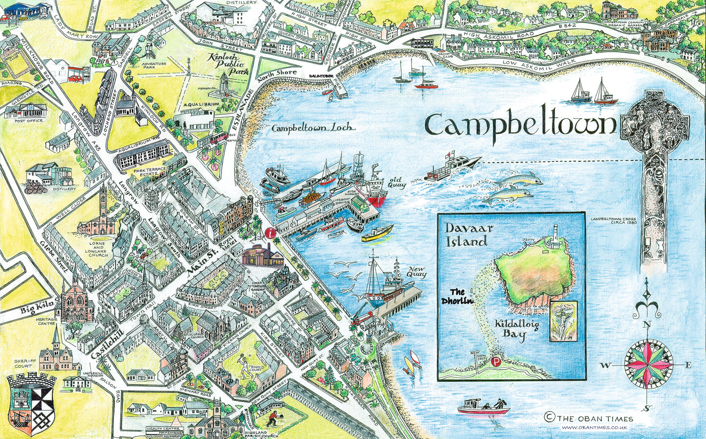 Campbeltown Map Tea Towel