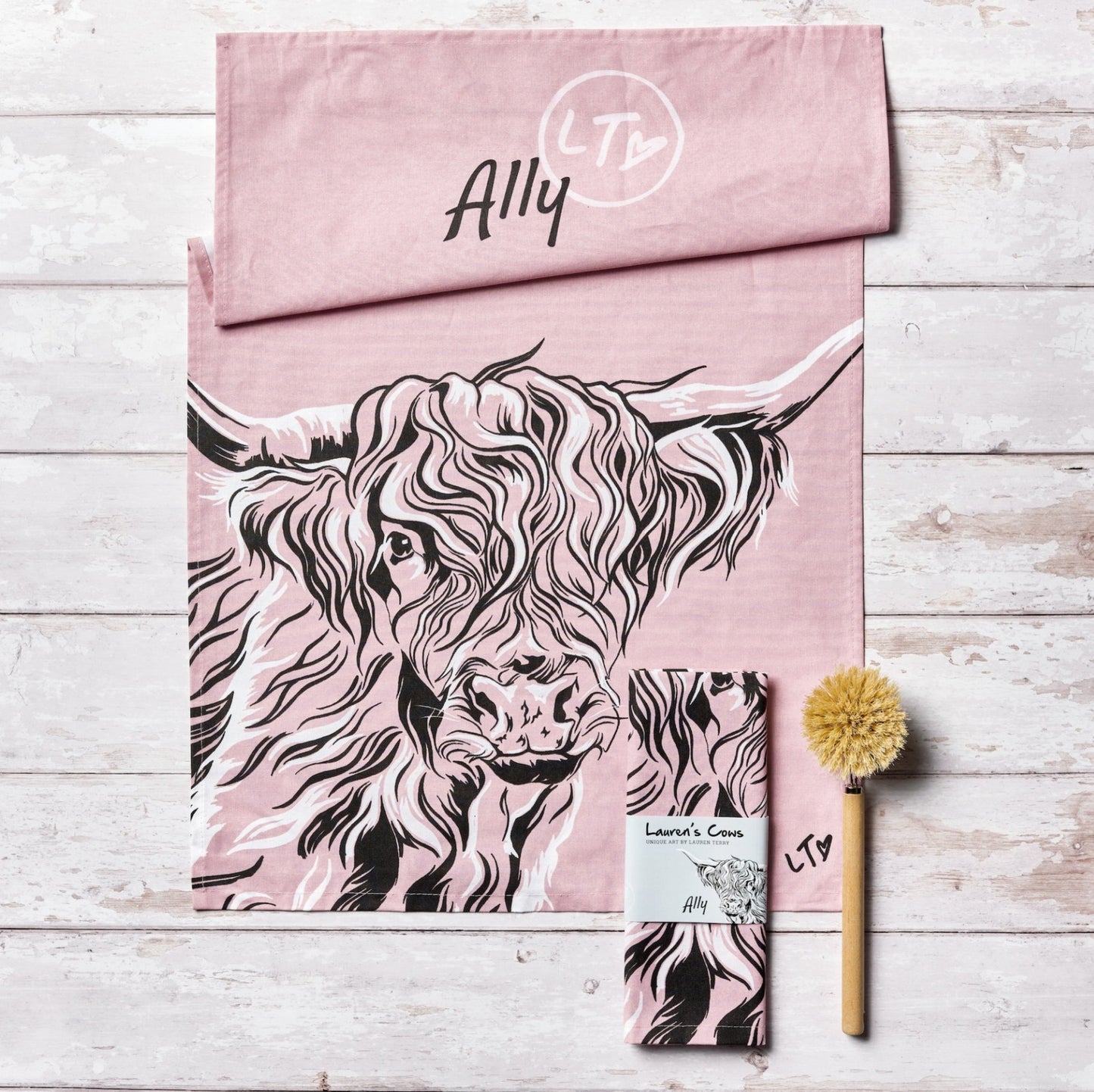 Lauren's Cows "Ally" Tea Towel