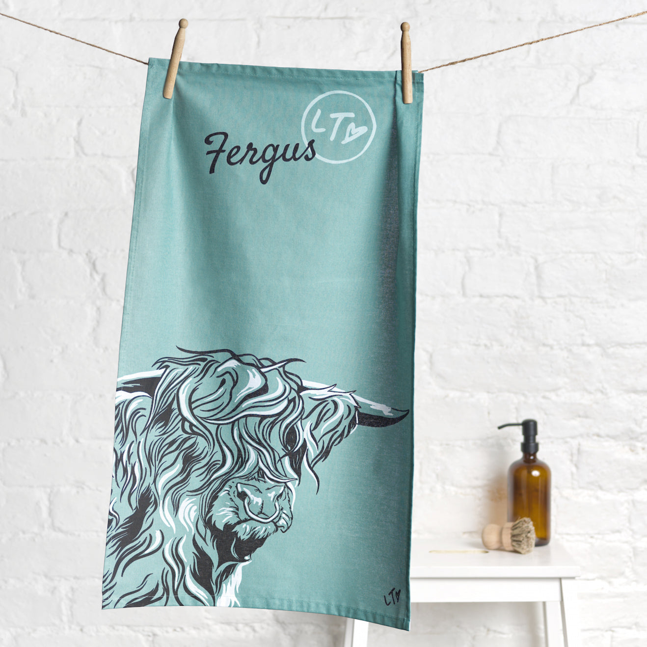 Lauren's Cows "Fergus" Tea Towel