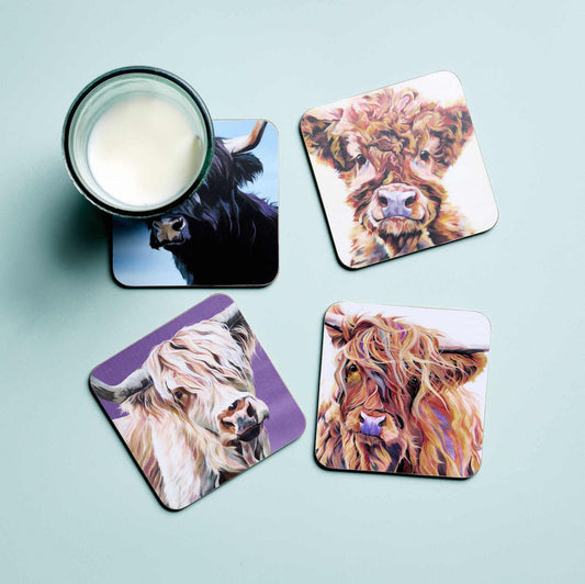 Lauren's Cows Highland Herd Coasters