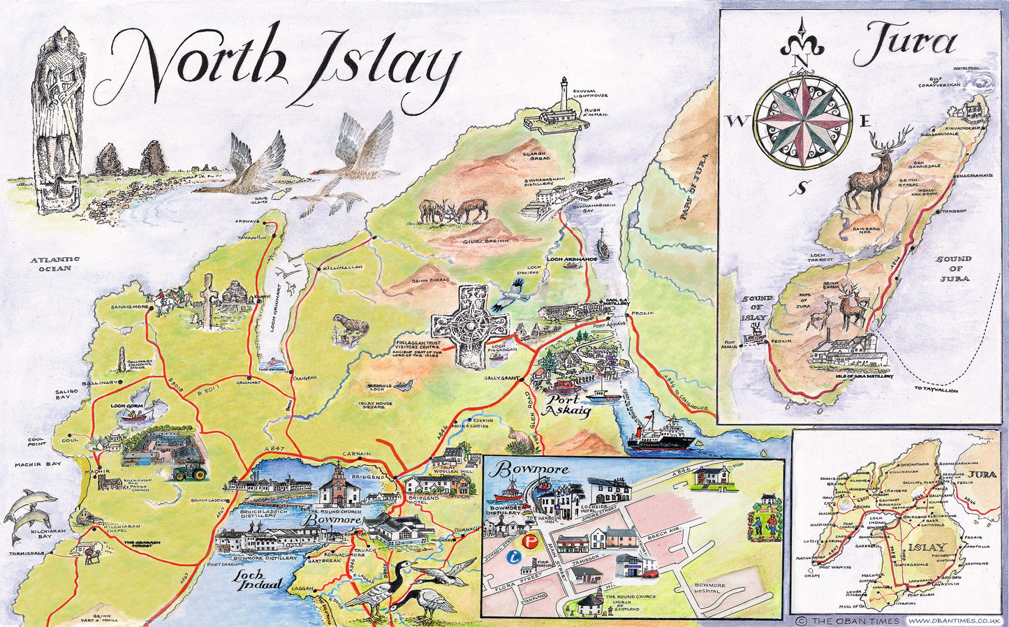 Islay North Map Tea Towel