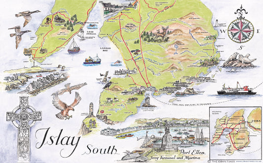 Islay South Map Tea Towel
