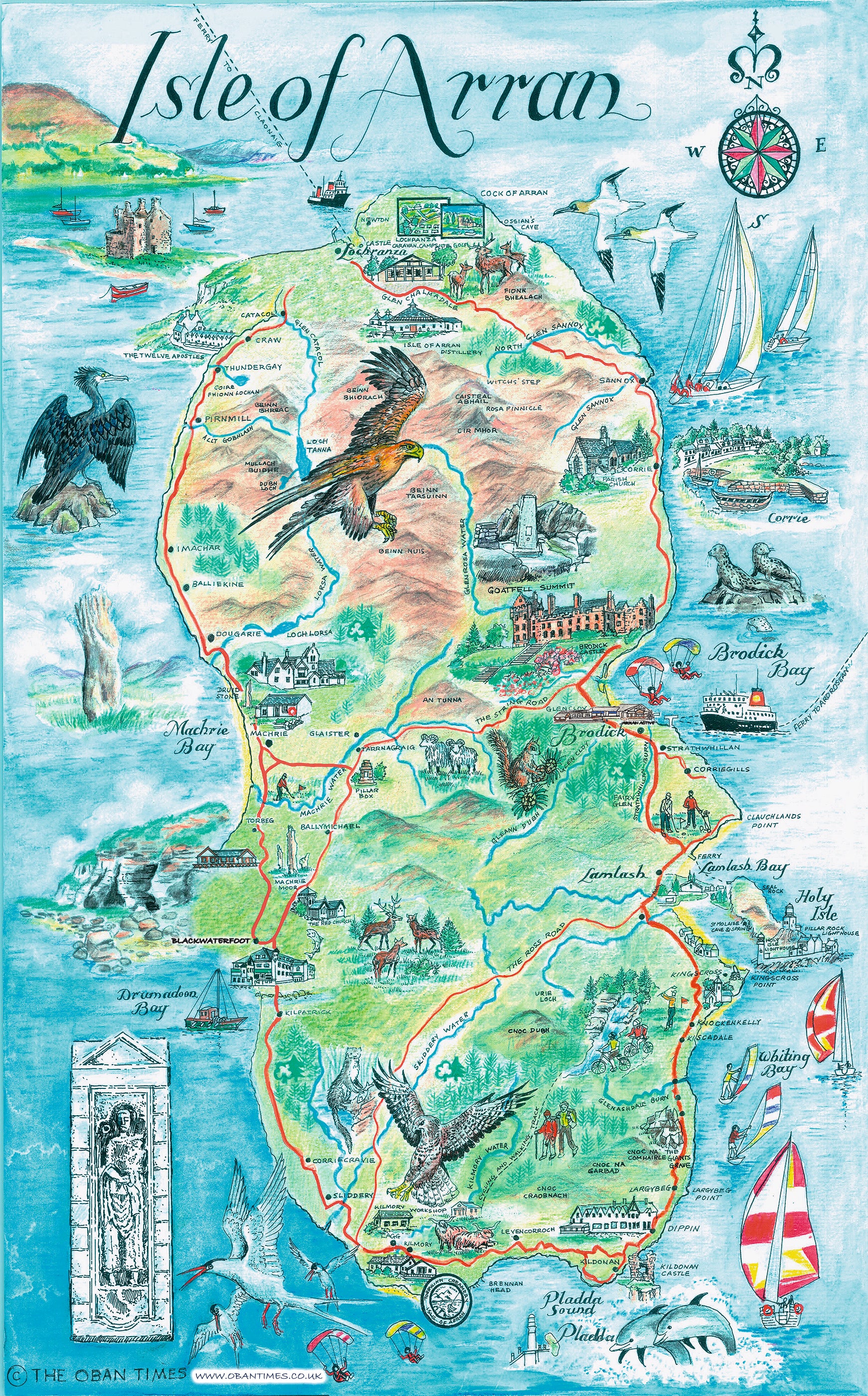 Isle of Arran Map Tea Towel Scottish Field Shop