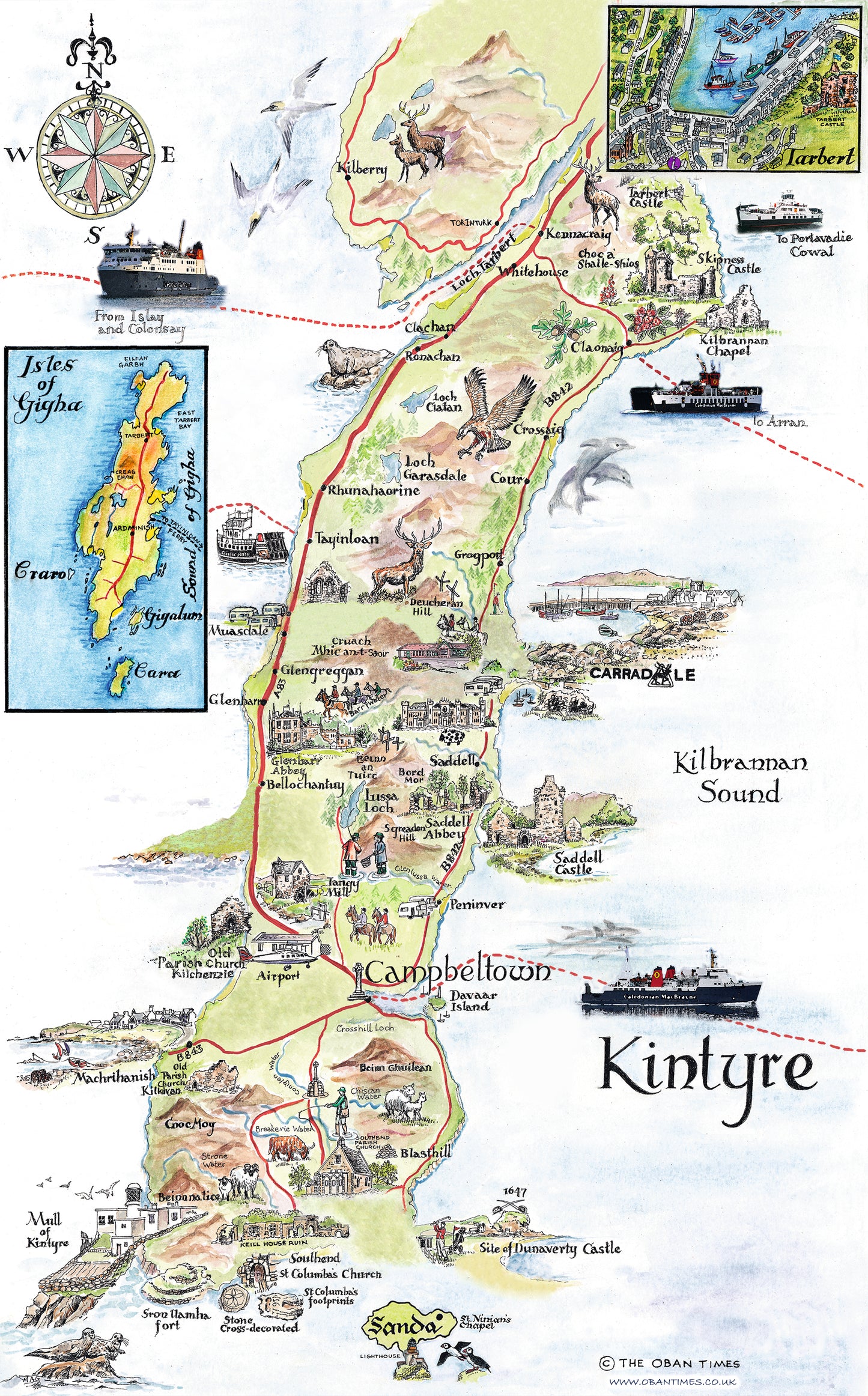 Kintyre Map Tea Towel