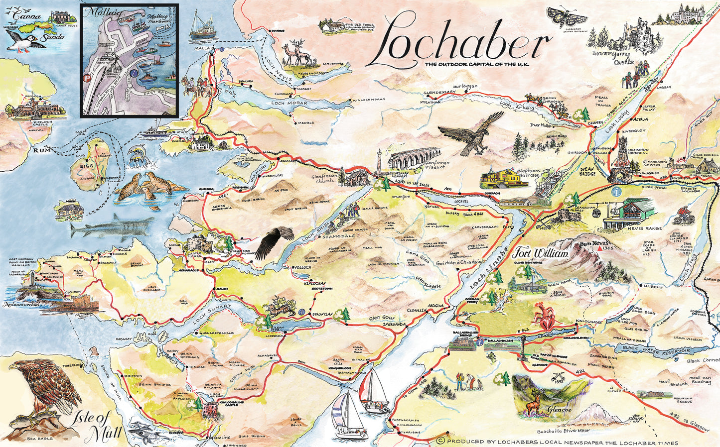 Lochaber Map Tea Towel