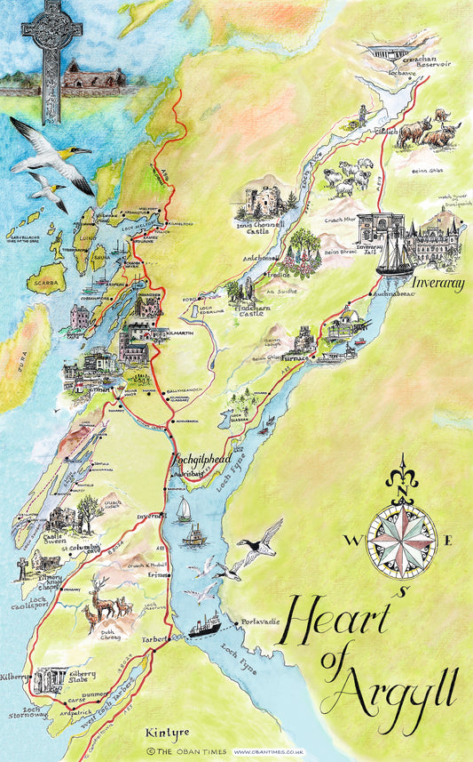 Heart of Argyll Map Tea Towel